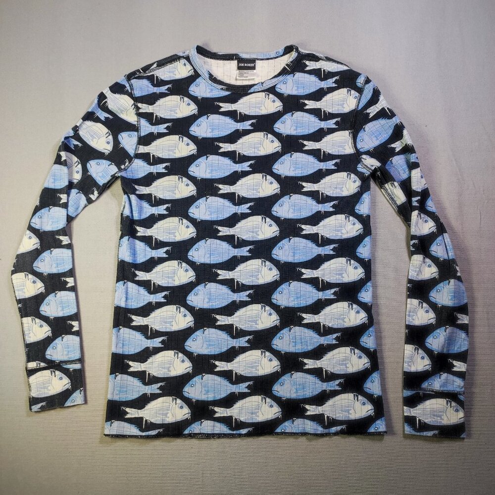 Joe Boxer Frozen fish shirt men's youth L blue with graphic design, long sleeve